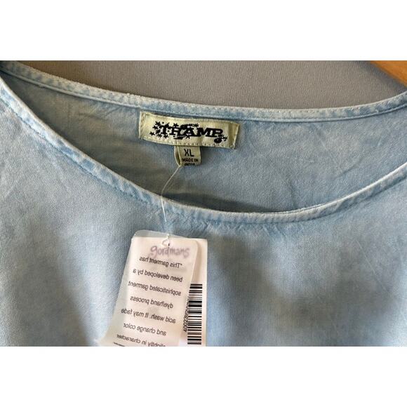 Corseted/Lace up Hem Faux Denim Shirt- Size XL - Picture 5 of 6